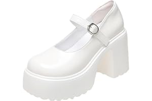 BKYWJTR6 Classic Fashion New Chunky Platform Mary Jane Shoes Women Patent Leather High Heels Pumps Woman Sweet Thick Heel Party Shoes Female