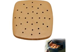 BIVBWQU 100 Pezzi Carta forno per Friggitrice ad Aria, Carta Pergamena Fodera,Realizzato con Pasta di Legno Cruda, Carta per Friggitrice Ad Aria Quadrata, 23 cm