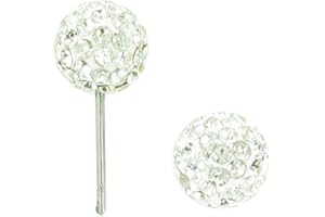 PINK Clous D'oreille Cristal Swarovski 8mm - Boucles d'oreille Shamballa en - Blanc