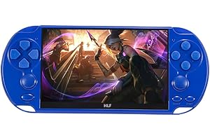 HLF 5,1 Zoll Multifunktionsgerät Retro Spielkonsole Handheld-Spielgerät 8000 Spiele für 9 Emulatoren Spielspeicher Tragbarer Mini-Fernseher Arcade Spielkonsole für Kinder (Blau)