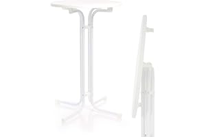 Toboli Mesa Bistro Plegable Blanca Redonda Ø 80cm Mesa de pie para Interior/Exterior 110cm de Alto
