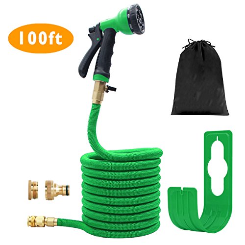 Preisvergleich Produktbild EASE Benutzerfreundlichkeit erweiterbar Magic Flexibler Gartenschlauch massiver Messing Armaturen. 8 Funktion Spray Gun. Knickschutz und flexible Magic Wasser Schlauch. (100ft, Grün)