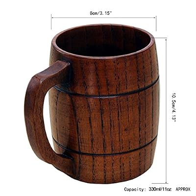 Générique Generic 400lm Rétro Chope à Bière Vin Tasse à Boisson Lait Café en Bois Cadeau Fête Noël - Brun