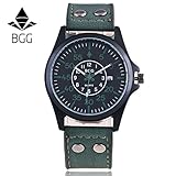 cookdate Armbanduhren männer Herrenuhr mit Datum Funktion Armbanduhr Herren Herren-Lederband Uhren Business Sport Analog Quarz Datum Armbanduhr GN Armbanduhr Uhren Herrenuhr Herrenarmbanduh Grün