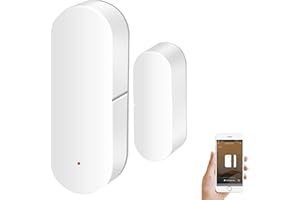 RISOON Sensor de Ventana de Puerta: Sensor de Puerta Inteligente Tuya Gratuita Alertas en Tiempo Real, Detector Contacto inalámbrico WiFi para la Seguridad del hogar y, para Alexa Google Assistant (1 Unidad)