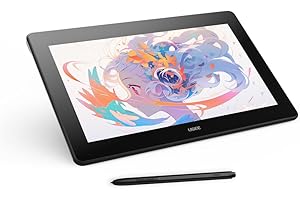 UGEE U1600 Tableta de Dibujo, Monitor de Dibujo FHD de 15,4 Pulgadas computadora Digital Tableta de Dibujo de Arte con Pantalla 8192 Stylus sin batería para Windows, Mac, Chrome OS 88, Android, Linux