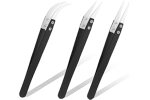 Nogeqi 3 pinzette in ceramica a punta dritta, pinzette in ceramica, resistenti al calore, per riparazioni elettroniche, gioielli, computer, lavori di saldatura di laboratorio, modellismo