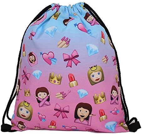 Emoji Unicorn Pikachu Pokemon Bulk Drawstring Bag Backpack Party Bag Filler Gift Movie Gym PE School Swimming (5x Girls)