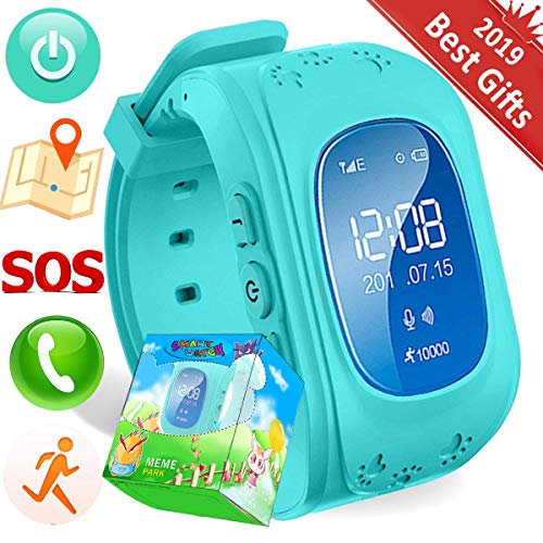 Reloj para Niños,TURNMEON Kids Smartwatch GPS Tracker con Localizador para Niños Niñas SIM Anti-perdida SOS Compatible con Android/IOS Smartphone (Azul)