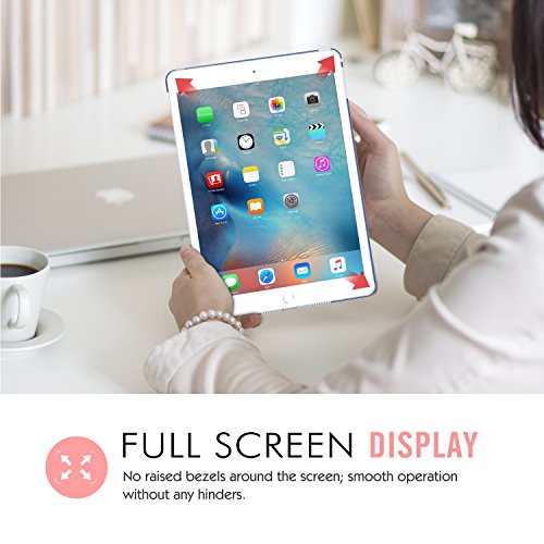 MoKo Hülle für Neu iPad Pro 12.9 2017 – PU Leder Tasche Schutzhülle Schale Smart Case mit Translucent Rücken Deckel, mit Auto Schlaf / Wach Funktion und Stanfunktion für Apple New iPad Pro 12.9 Zoll 2017 Tablet, Marineblau - 9