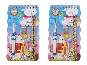 Prime Set of 2 Pcs Toothbrush to Protect Kids Teeth with Stationary Multi Color, 20 Gram, Pack of 1