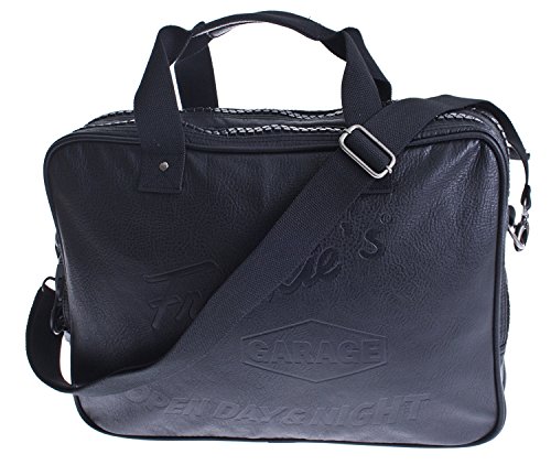 FRANKIE`S Garage XL Laptoptasche Notebooktasche 15 Zoll Große Tasche Schultasche Aktentasche Bordgepäck Kunst Leder (schwarz) - 4