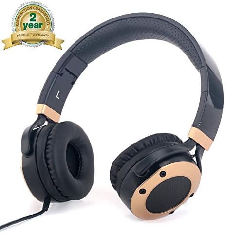 Active Noise Cancelling Headphones On Ear Foldable Headset with Inline Mic for iPhone/iPad/iPod/Samsung/LG iOS Android Smartphones and Laptop PC with Airplane Adapter, Black