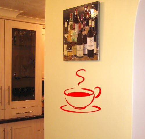 SCA ART® Kitchen Decal Coffee Tea Cup Wall Art Vinyl Sticker in Red