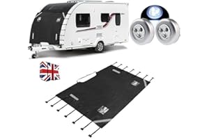 SCHLEUDER Front Towing Cover Protector Covers, Caravan Front Protection Covers with 2 LED Lights,All Inclement Weather Protection (1)