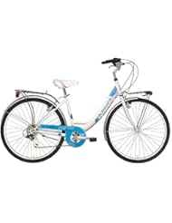 'Bicicleta Cicli Adriatica Panda de mujer, estructura de acero, rueda de 26, cambio Shimano de 6 velocidades, talla 42, 3 colores disponibles, Bianco / Azzurro