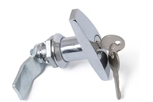 TOTMOX 1 Stück T-Griff-Schloss-Aufhänger-Türschloss-Kit mit 4 Schlüsseln, LKW-Kappe, Wohnmobil, Anhänger, Wohnmobil, Schrank, T-Griff, Garagentorschloss, glänzendes Chrom, Silber