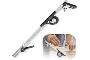 JADPES Linijka kątowa kombinowana, 600 mm, wielofunkcyjna, metalowa, regulowana kombinacja, kwadratowa, prostokątna linijka, narzędzie pomiarowe