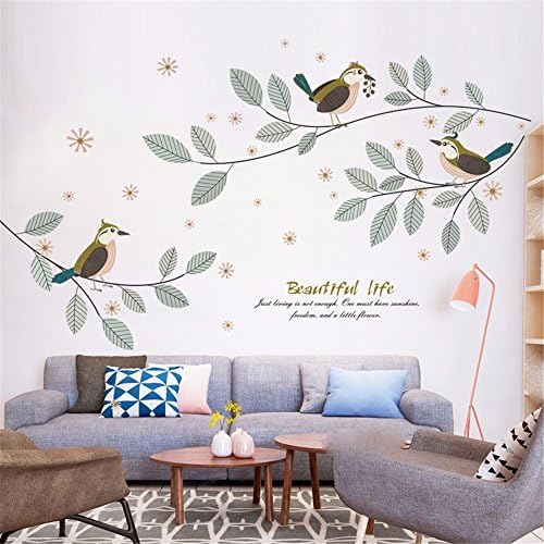 XJKLFJSIU Large Living Room Sofa Tv Backdrop Sticker Bedroom Ornament Tree Flower Wall Sticker, 225 * 140Cm