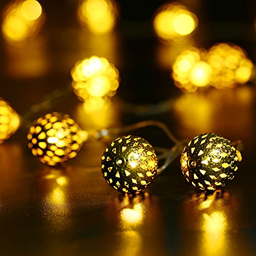 lederTEK, Solar Lichterkette 3,5m 10 LED Kugel warmweiß mit Lichtsensor Weihnachtsbeleuchtung, Beleuchtung für Haushalt, Hochzeit, Weihnachten - 5