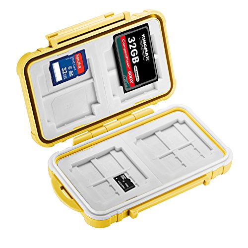Neewer 14 Schlitze Speicherkarten-Etui-Halter, haltbarer wasserdichter Anti-Schock Speicherschutz-Karten-Etui für 10 Mikro-Sd-Karten / 10 TF Karten / 2 CF Karten und 4 SD Karten / 4 XD Karten / 2 CF Karten (Gelb) - 5