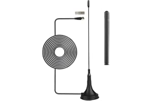 Vecys Antena de TV Digital HDTV DVB-T de 5 dBi VHF UHF Mini Antena con Base Magnética y Dos Varillas de Repuesto Antena Interior de 50 Millas Cable Coaxial RG174 de 9.84ft para Dispositivos DVB-T