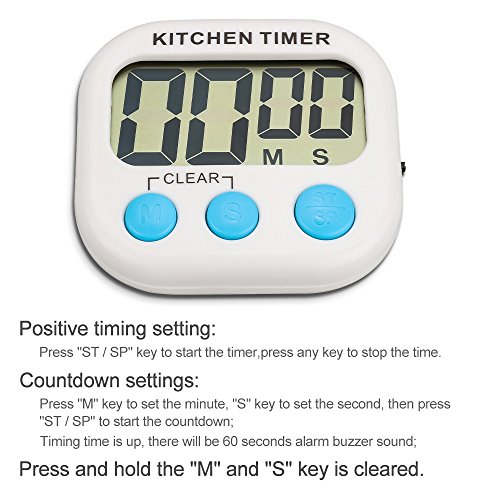 Küchen Timer ,Topist Digitale Küchenuhr/ Elektronischer Timer/Küchentimer/Kochentimer/,Digital Timer mit Großem Bildschirm und Magnet für die Küche zum Kochen, Backen, Spiele, Sport und Büro - 5
