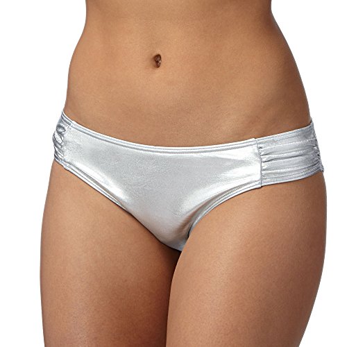 Red Herring Womens Silver Ruched Bikini Bottoms 12
