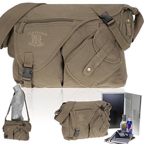 Elephant Jack Bag Canvas Notebooktasche Schultertasche 11822 OLIV - 6