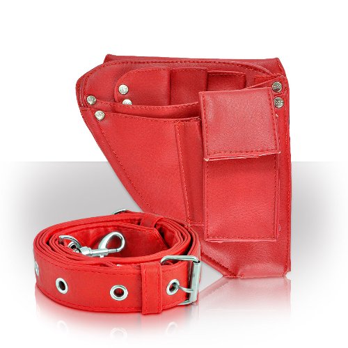 Roo Beauty Hairdressing Pouch, Scissor Holster, Hair Kit Accessories in Mini Red