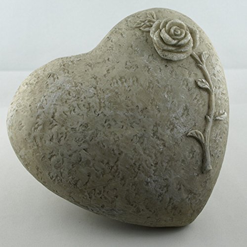 Deko Herz mit Rose zum legen, Steinoptik Polyresin. Durchmesser 18cm. 1 Stück - 2