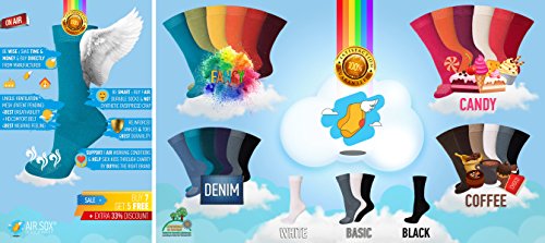 #NEU [7+5 Paar.GRATIS] AirSox® Deluxe|BOX Made.in.EU Herrensocken Damensocken 100% Organische Baumwolle | Damit Deine Füße ATMEN | Sneakersocken Sportsocken Business Schwarz Blau Bunt Weiß - 3
