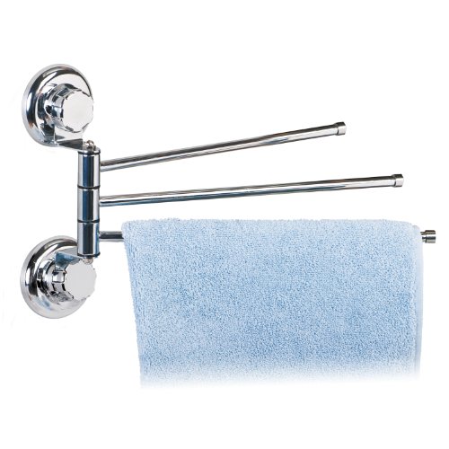 Tatkraft MegaLock Wandaufhänger für Handtücher mit 3 Beweglichen Leisten ohne Bohren Stahl Verchromt 34X6X22.2cm