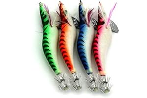 LENPABY 8 pcsGlow Squid Jigs Bois Crevettes Crevettes Pêche Leurres Catfish Appât Crevettes 13.5 cm / 5.31 "/ 19.8g