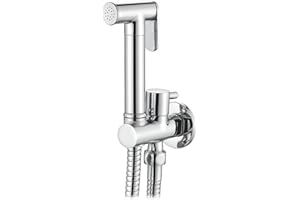 Ibergrif, Douche Toilette Encastré Kit Avec Flexible, Support, Douchette, Chromé, Argent