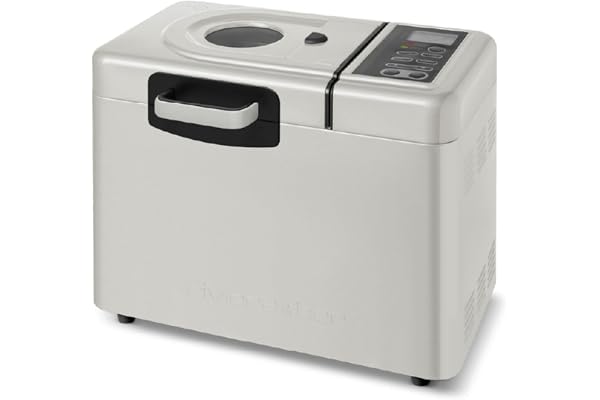 riviera&bar Machine à Pain Sans Gluten - 820W, 14 Programmes, Distributeur d'Ingrédients, Pétrin Auto-Rabattable - 3 Tailles de Pain, Départ Différé 13h - Blanc Ivoire