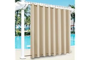 LiveGo Cortinas de Exterior Resistentes a la Intemperie,Cortinas para Exteriores Opacas con Aislamiento térmico para Exteriores para jardín,Patio,Puerta,Gazebo,pérgola,balcón,Beige,2 Piezas|254x213cm