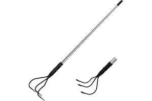 BARAYSTUS Cultivador manual robusto de 145 cm, acero al carbono, longitud ajustable, herramientas de jardín, cultivador de 3 dientes para jardín, aflojamiento del suelo