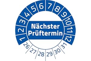 ROSENBAUM OFFSETDRUCK Nächster Prüftermin Prüfplakette, 100 Stück, in verschiedenen Farben und Größen, Prüfetikett Prüfsiegel Plakette (30 mm Ø, Blau)