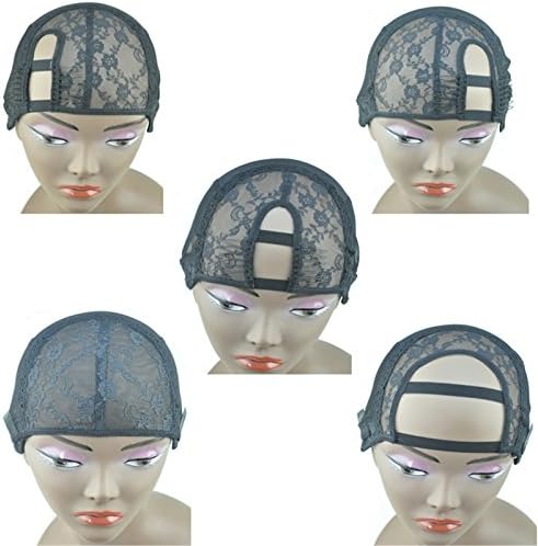2 Combs Attached U-Part Wig Base Cap with Adjustable Strap Middle U Size S