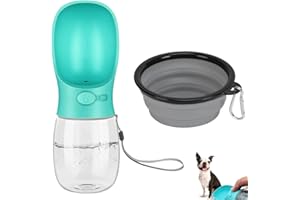 LIAMCUTE Hunde Tragbar Auslaufsicher Trinkflasche, 350ml Haustier Wasserflasche für unterwegs, Reise Wasserspender für Hund Katze und Hundenäpfe Faltbare Reiseschale, für unterwegs Outdoor Spazierengehen