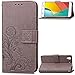 Produktbild Roreikes Schutzhülle für Huawei Y6 / Honor 4ALeder Wallet Tasche Brieftasche Schutzhülle, Malerei Blume Schmetterling Muster PU Lederhülle Flip Hülle im Bookstyle Cover Schale Stand Ständer Etui Karten Slot Schutzhülle Tasche Wallet Case für Huawei Y6 / Honor 4A - Grau