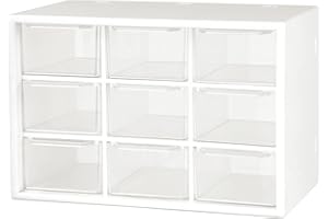 Mini Plastic Drawer Organiser, EsLuker.ly 9 Drawer Small Desktop Storage Drawers Box for Cosmetic Makeup Office Supplies Crafts Jewelry | Mini Parts Organizer (White)