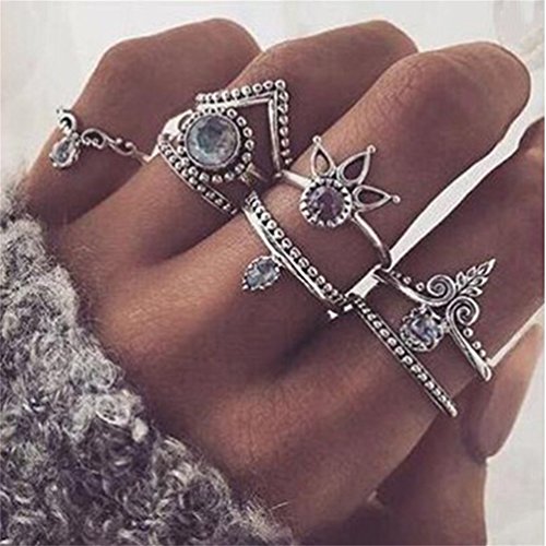 Hsooor Vintage Ring Finger Knuckle Joint Punk Ring Silber Schmuck Set 8PCS - 2