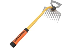 MOGADEE® Unkrautjäter 1 Stück, Unkrautstecher mit Stiel 40cm, Mit 11 Zähnen 2in1 Unkraut Entferner Gerät, Handjätgerät Edelstahlmaterial, Fugenkratzer Mit Stiel Gartenhelfer