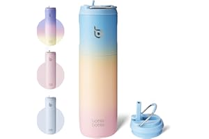BOTTLEBOTTLE BOTTLE BOTTLE Botella de agua aislada de 24 onzas con tapa de popote y asa, para deportes, viajes, gimnasio, botellas de agua de acero inoxidable, botellas de agua de doble pared, termo de metal, a