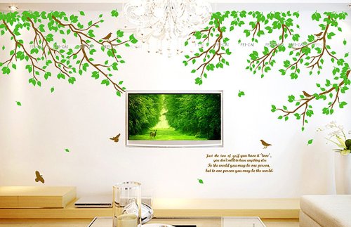 Colorfulworld@ XXXL! Riesige grüne Paar Baum Wandtattoo Sticker 6 Wege zu gelten 170cm (H) Wandtattoo Wandaufkleber Wandsticker Kinderzimmer - 2