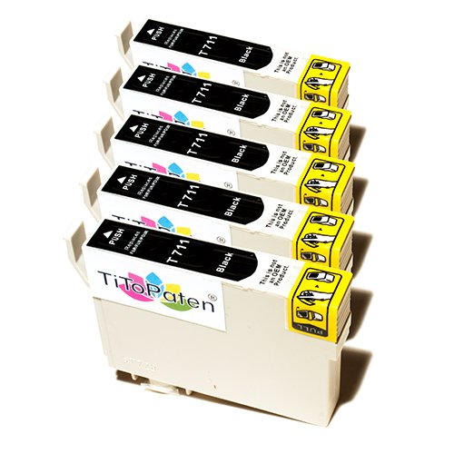 5x Premium Tintenpatronen kompatibel für Epson Stylus SX 205, SX 210, SX 215, SX 218, SX 400. - 5x BK - Lstg: 18ml