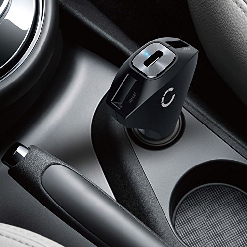 KFZ-Ladegerät USB-C, Quick Charge 3.0 (CELLONIC® Luxury Line) 3 Anschlüsse (USB-C, USB-A), Schnellladegerät, Auto Ladekabel, QC 3.0, Smart Charging, 2 x 3.0A / 5V – 12V Qualcomm für Smartphone / Tablet (Samsung Galaxy S7 S6 Edge Plus, Tab 7.0 8.0 8.4 10.1, Note, Apple iPhone 6 6S 7 7S, iPad HTC, Microsoft Nokia Lumia, Huawei Mate etc.), USB-C - 2