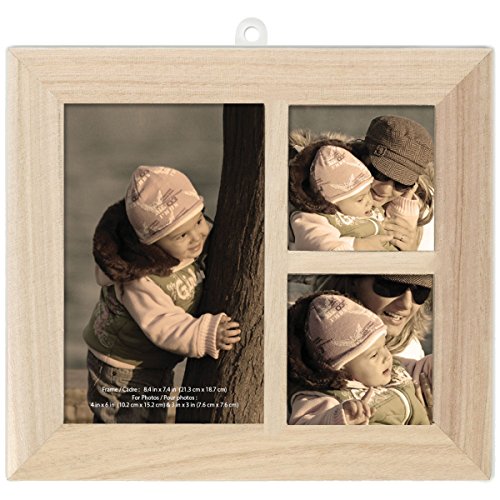 Multicraft Imports Wood 3 Window Photo Frame-8.125-Inch x 7.125-Inch